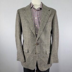 Kenneth Roberts Men's Tweed Sport Coat Blazer Two Button Plaid Wool‎ Size 42L